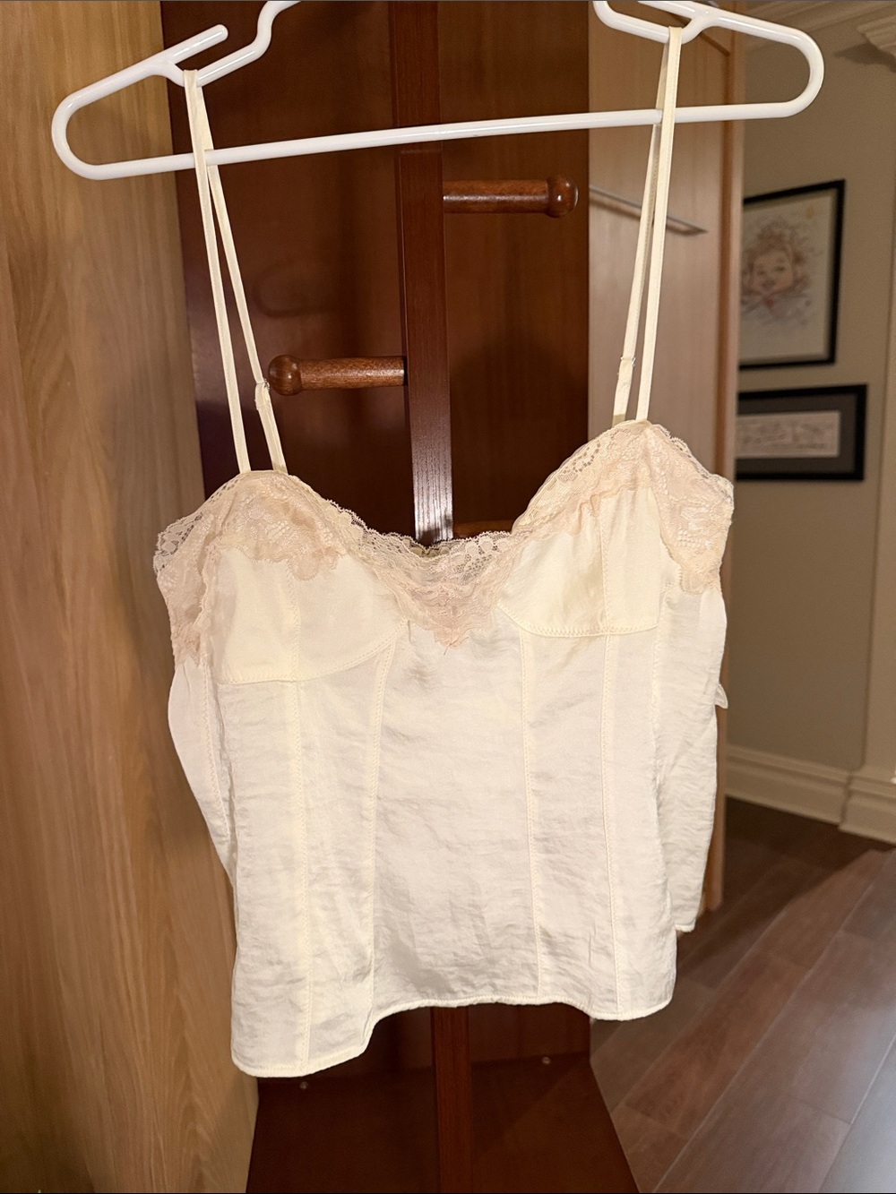 Free People Cream Lace-Trim Camisole